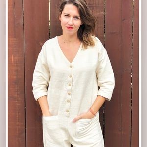 Happy French Gang Natural Textured Jumpsuit - XS/S